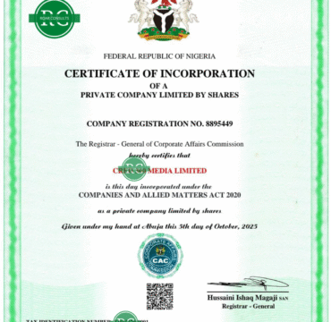 CAC Certificate of Incorporation for business name, limited company, and NGO in Nigeria