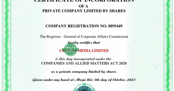company-registration-in-nigeria CAC Certificate of Incorporation for business name, limited company, and NGO in Nigeria