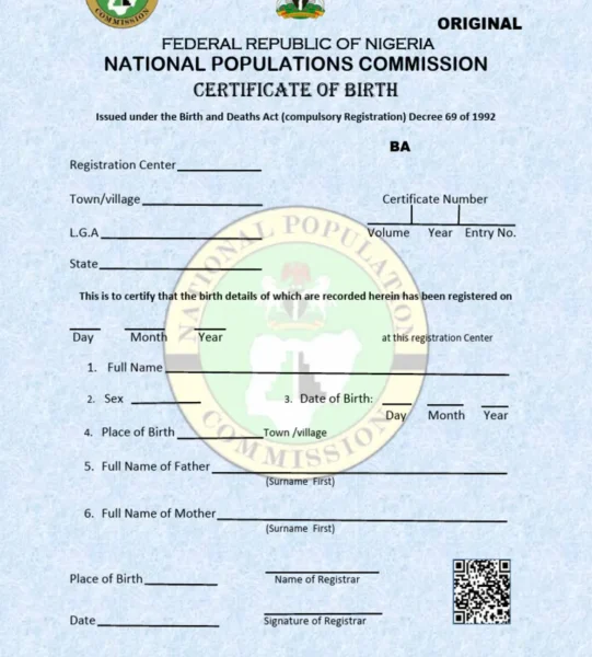 birth certificate with NPC